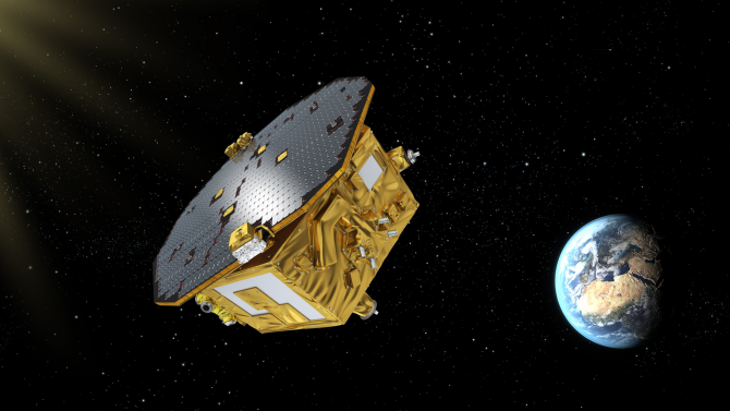 A rendering of the LISA Pathfinder by an artist. Image courtesy of ESA/C. Carreau